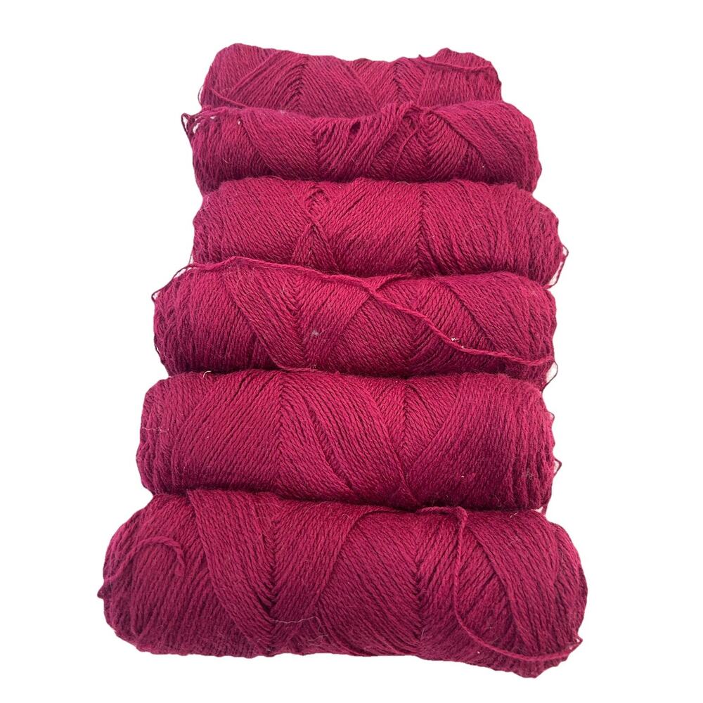 Vtg Lot Of 6 Yarn Burgundy Skeins Natural Fiber -Merino wool, cashmere, alpaca?